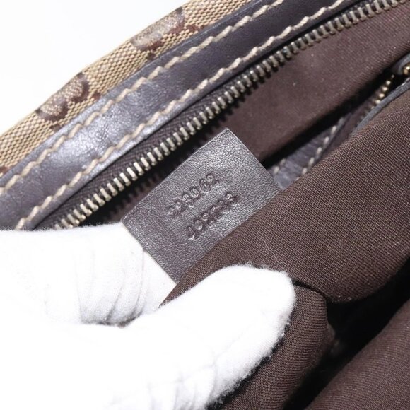 GUCCI GG Crystal Hand Bag Coated Canvas Brown Gold 223962 Auth 130181 - Picture 11 of 15